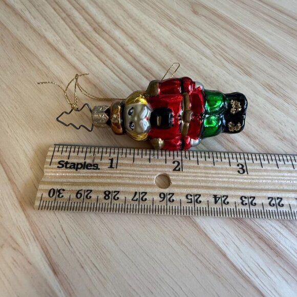 Vintage Handblown Glass Nutcracker Miniature Christmas Ornament With Gold String - Picture 6 of 7